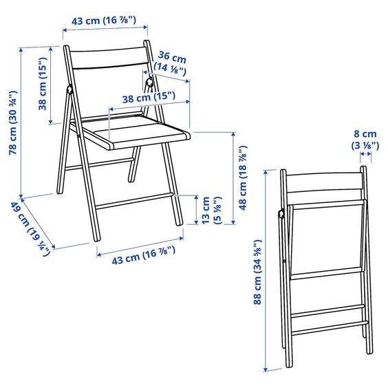 kích thước ghế gấp